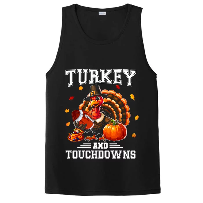 Thanksgiving Turkey And Touchdowns Football Performance Tank