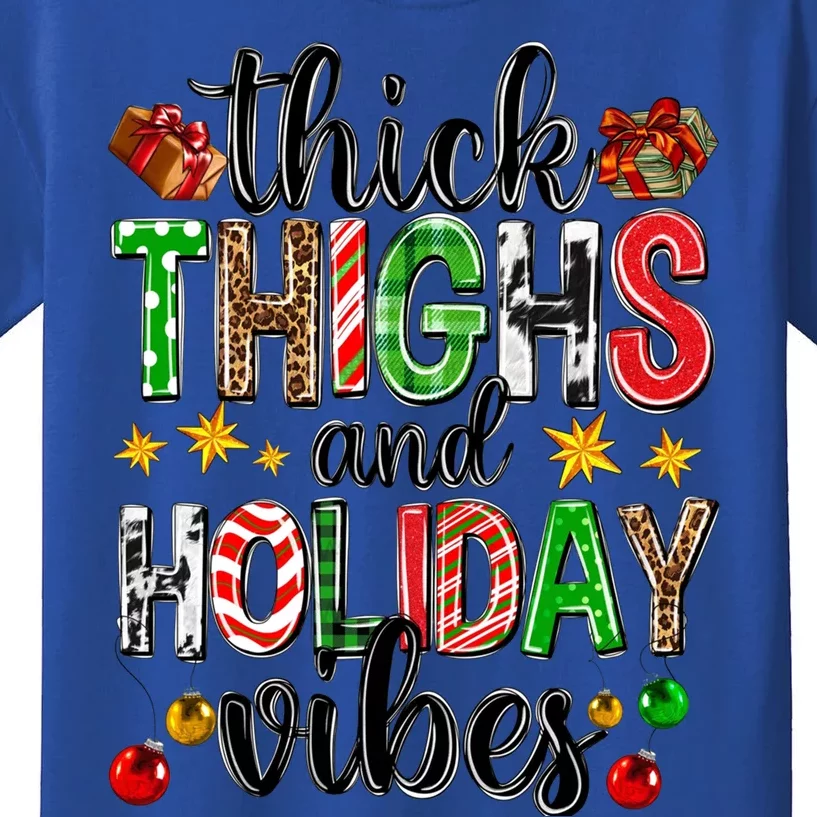 Thick Thighs And Holiday Vibes Christmas Squad Ugly Xmas Gift Kids T-Shirt