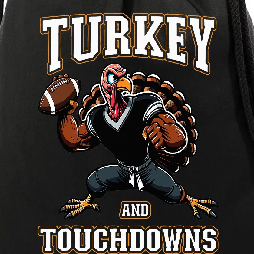 Thanksgiving Turkey and Touchdowns Drawstring Bag