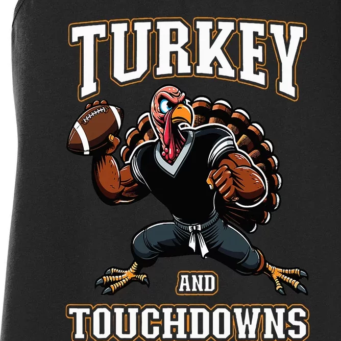 Thanksgiving Turkey and Touchdowns Women's Racerback Tank