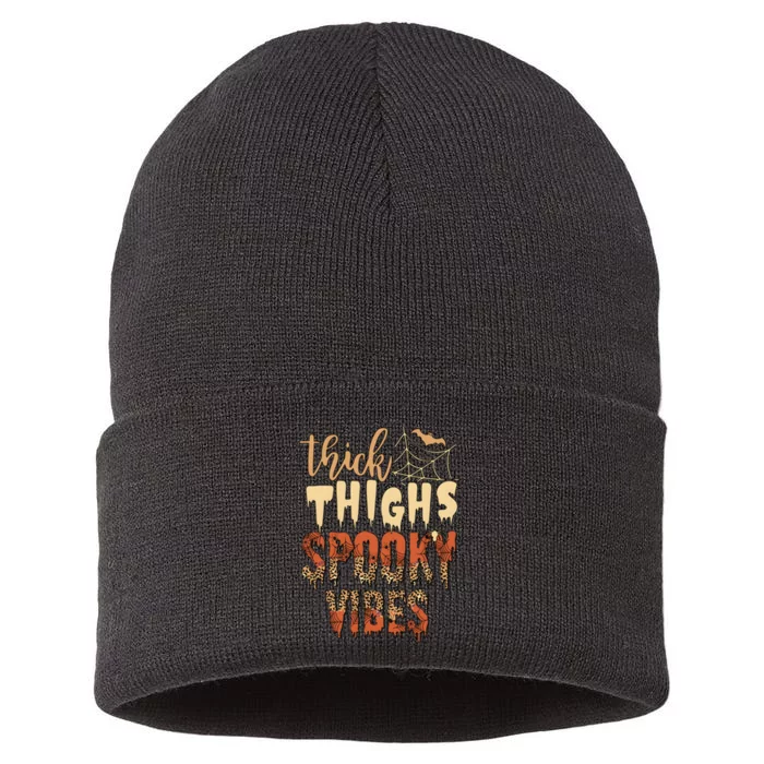 Thick Thighs And Spooky Vibes Halloween Season Sustainable Knit Beanie