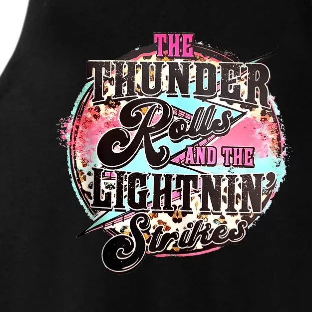 The Thunder And The Lightning Western Rolls And Strikes Ladies Tri-Blend Wicking Tank