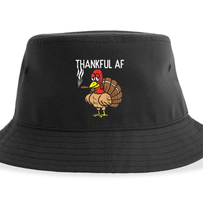 thanksgiving thankful af turkey smoking weed cannabis 420 Sustainable Bucket Hat