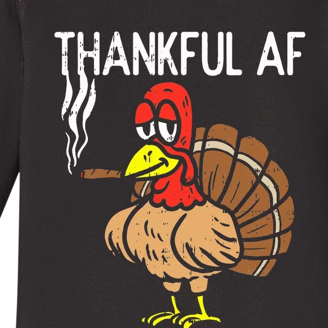 thanksgiving thankful af turkey smoking weed cannabis 420 Baby Long Sleeve Bodysuit