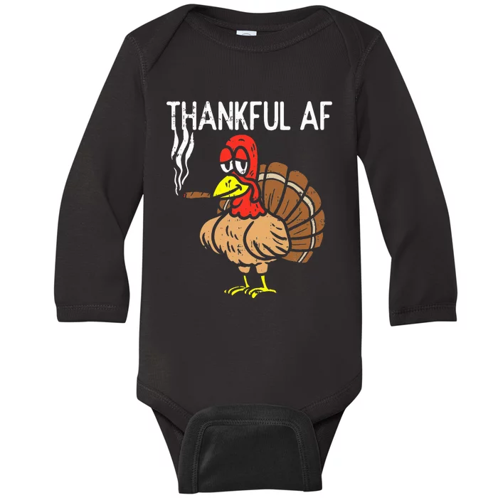 thanksgiving thankful af turkey smoking weed cannabis 420 Baby Long Sleeve Bodysuit