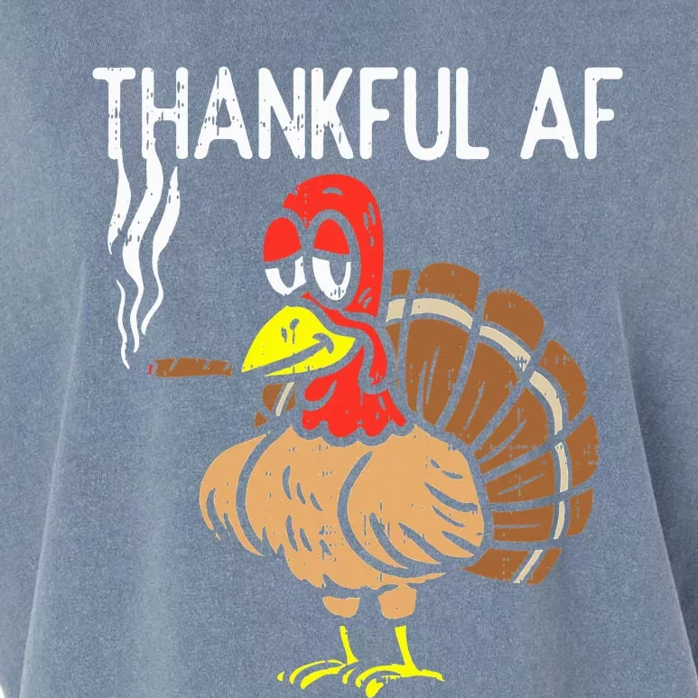 thanksgiving thankful af turkey smoking weed cannabis 420 Garment-Dyed Women's Muscle Tee