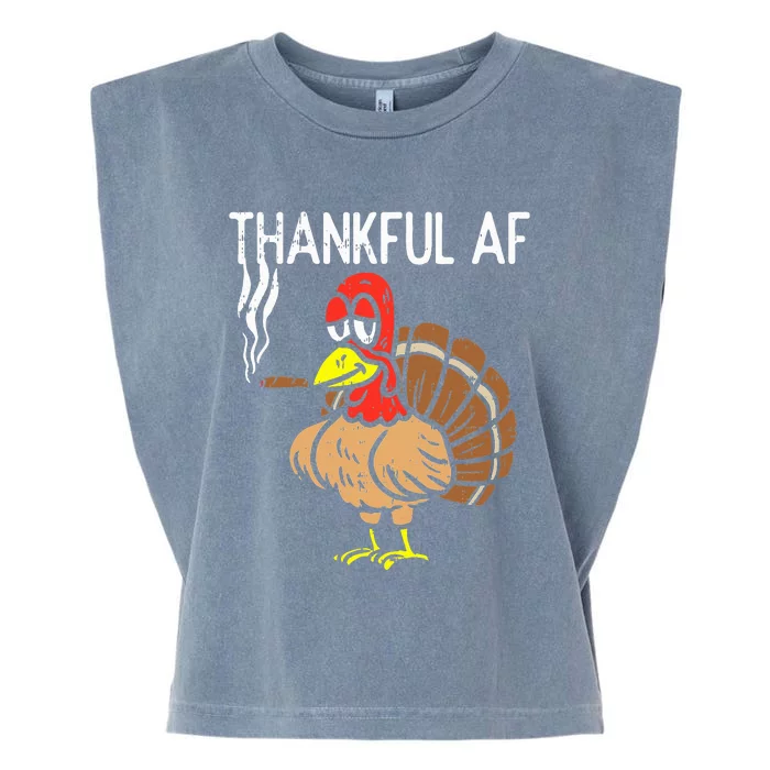 thanksgiving thankful af turkey smoking weed cannabis 420 Garment-Dyed Women's Muscle Tee