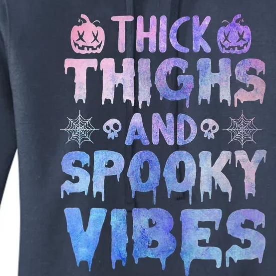 Thick thighs and spooky vibes tie dye Halloween purple Women's Pullover Hoodie