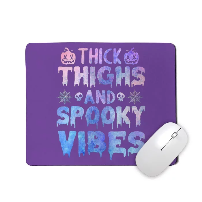 Thick thighs and spooky vibes tie dye Halloween purple Mousepad