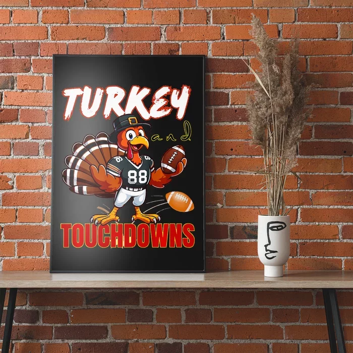 Thanksgiving Turkey And Touchdowns Funny Football Lovers Premium Poster