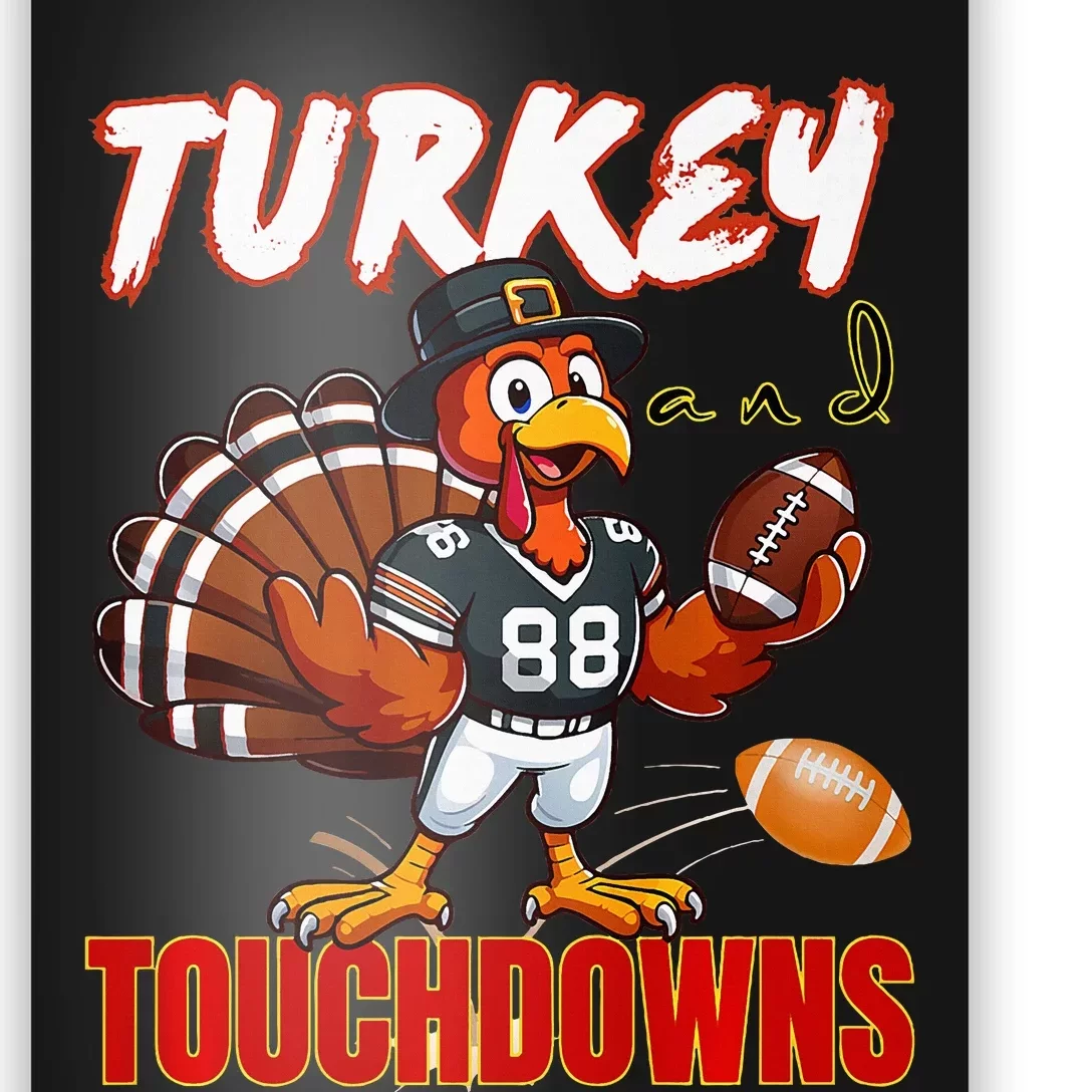 Thanksgiving Turkey And Touchdowns Funny Football Lovers Premium Poster