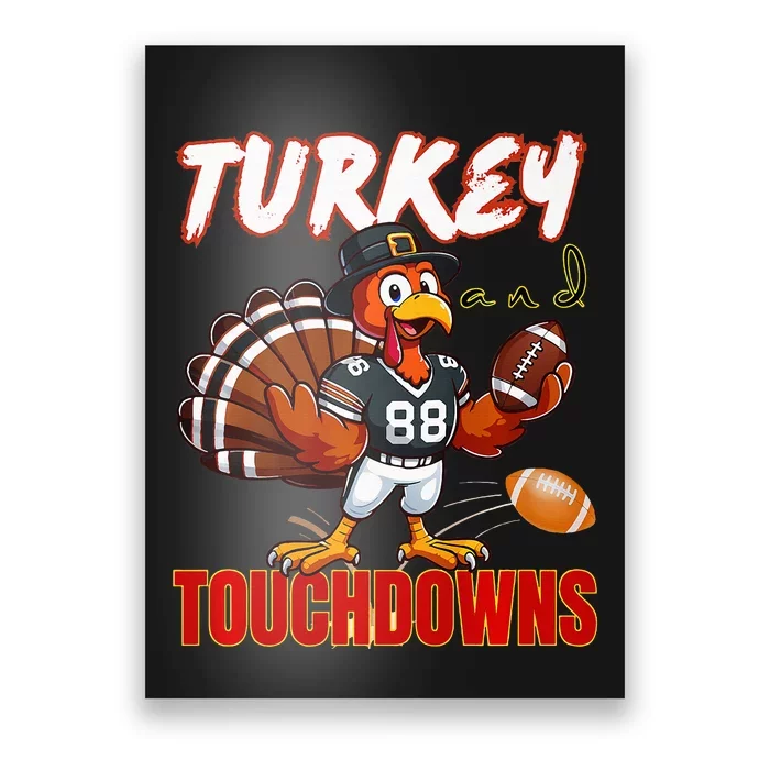 Thanksgiving Turkey And Touchdowns Funny Football Lovers Premium Poster