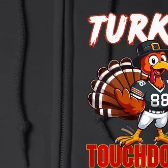 Thanksgiving Turkey And Touchdowns Funny Football Lovers Premium Full Zip Hoodie