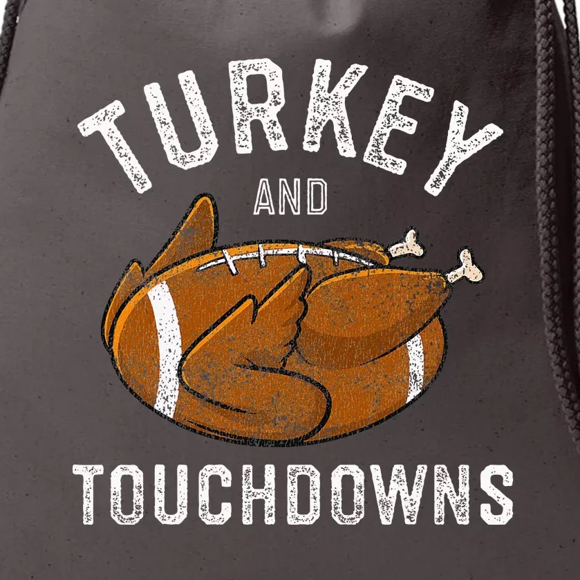 Thanksgiving Turkey And Touchdowns Football Drawstring Bag