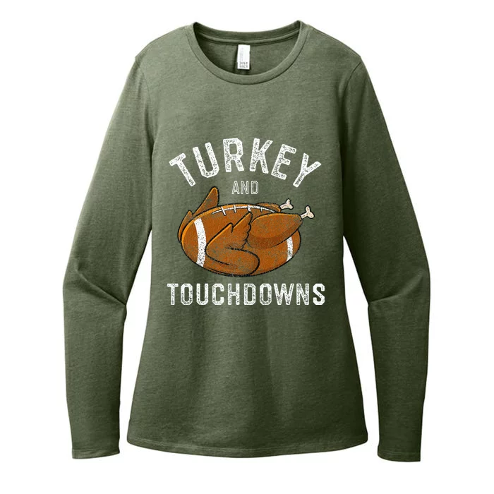 Thanksgiving Turkey And Touchdowns Football Womens CVC Long Sleeve Shirt