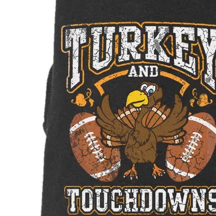 Thanksgiving Turkey And Touchdowns Football Doggie 3-End Fleece Hoodie