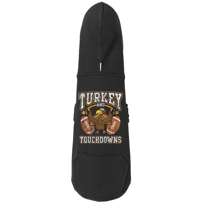 Thanksgiving Turkey And Touchdowns Football Doggie 3-End Fleece Hoodie