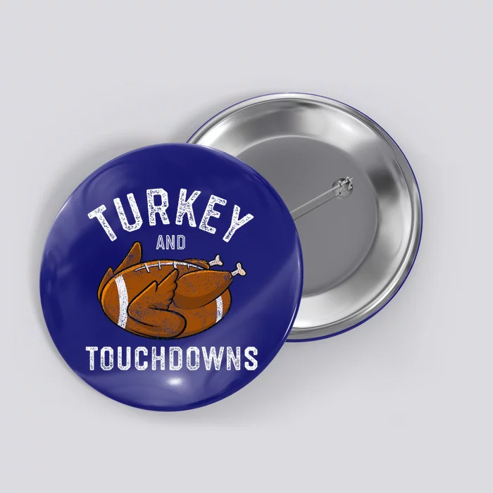 Thanksgiving Turkey And Touchdowns Football Button