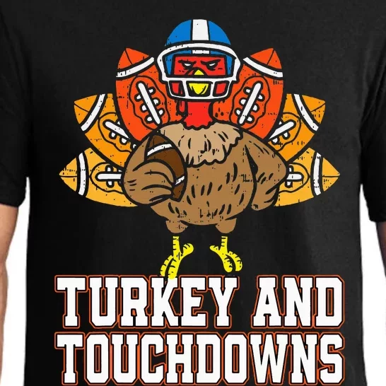 Thanksgiving Turkey And Touchdowns Football Pajama Set