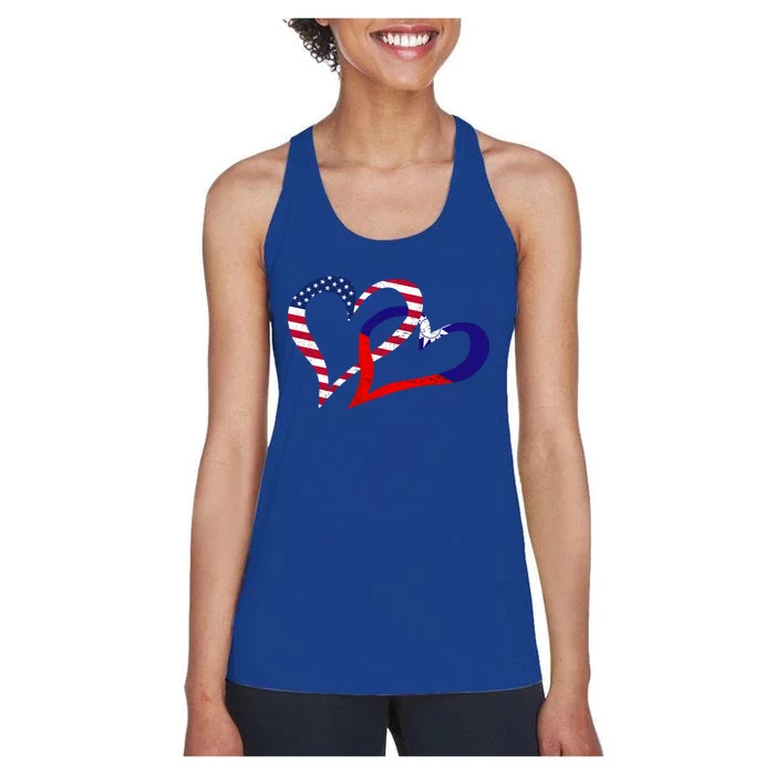 Taiwan Taiwanese Americans Usa Flag Colors Heart Love Gift Women's Racerback Tank