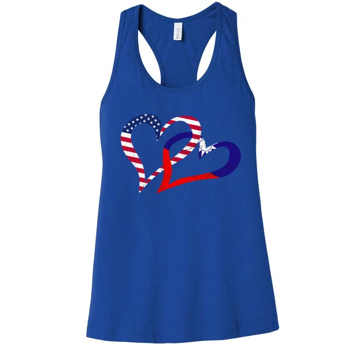 Taiwan Taiwanese Americans Usa Flag Colors Heart Love Gift Women's Racerback Tank