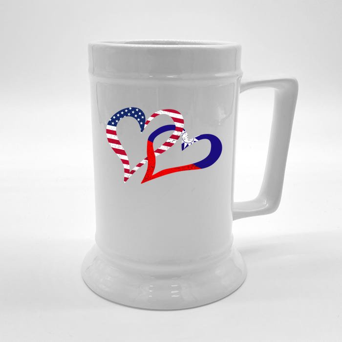 Taiwan Taiwanese Americans Usa Flag Colors Heart Love Gift Front & Back Beer Stein