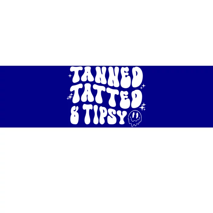 Tanned Tatted And Tipsy Groovy Beach Summer Vacation Gift Bumper Sticker