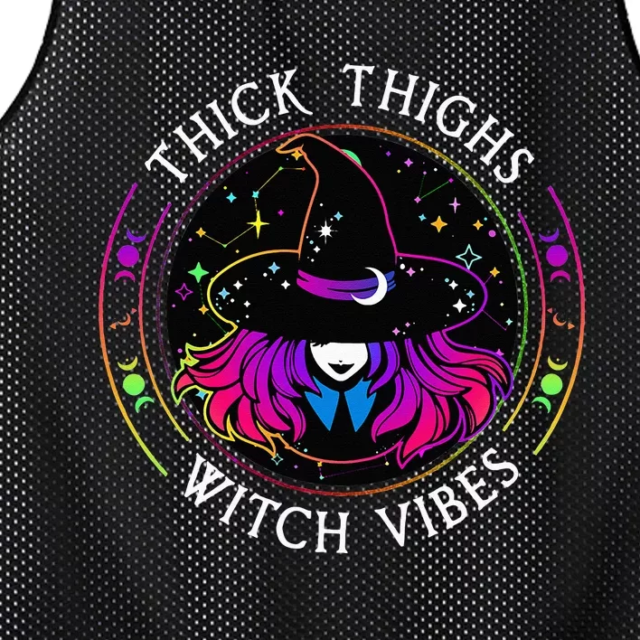 Thick Thighs And Witch Vibes Halloween Costume Witchy Mesh Reversible Basketball Jersey Tank