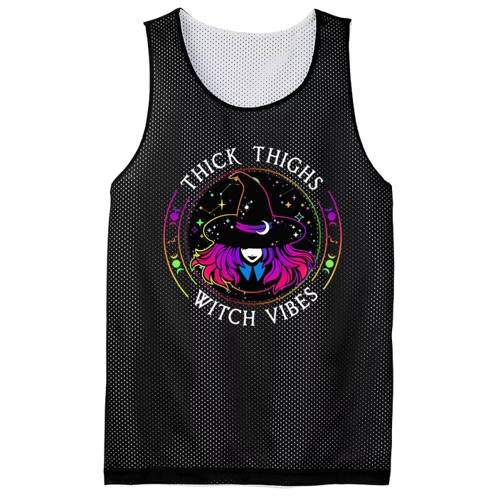 Thick Thighs And Witch Vibes Halloween Costume Witchy Mesh Reversible Basketball Jersey Tank