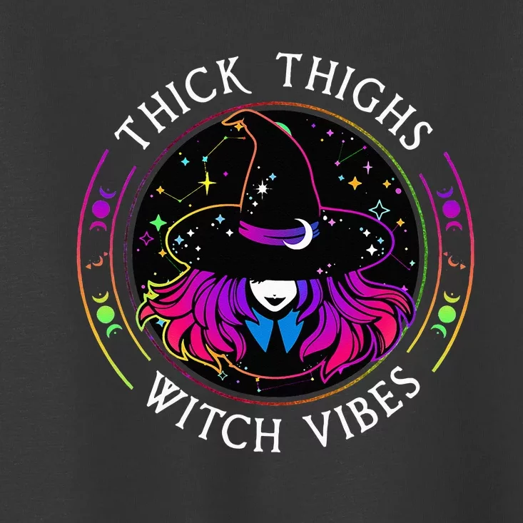 Thick Thighs And Witch Vibes Halloween Costume Witchy Toddler T-Shirt