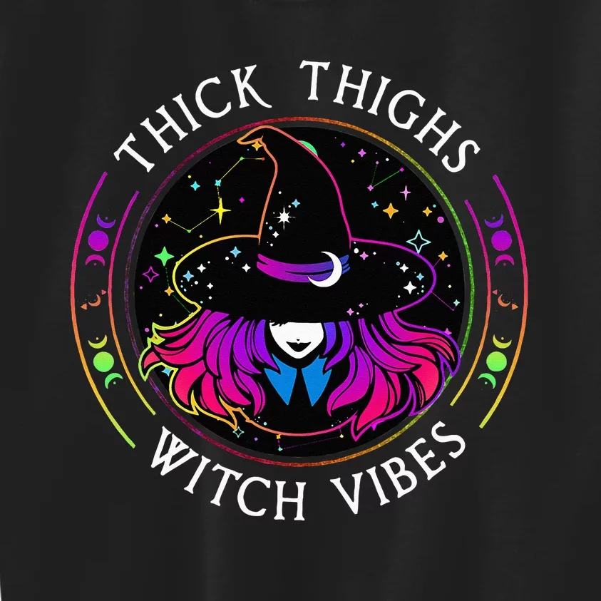 Thick Thighs And Witch Vibes Halloween Costume Witchy Kids Sweatshirt