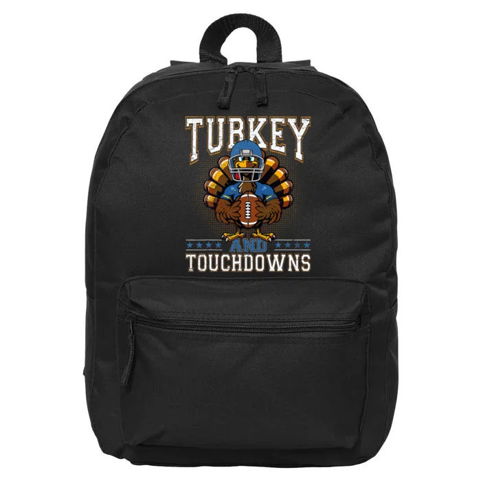 Thanksgiving Turkey And Touchdowns Football 16 in Basic Backpack