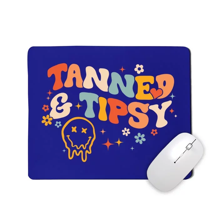 Tanned Tatted And Tipsy Groovy Retro Floral Vibes Summer Meaningful Gift Mousepad