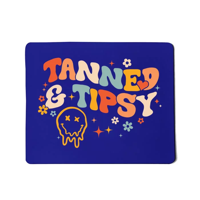 Tanned Tatted And Tipsy Groovy Retro Floral Vibes Summer Meaningful Gift Mousepad