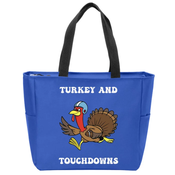 Thanksgiving Turkey And Touchdowns Football Funny Funny Cute Zip Tote Bag