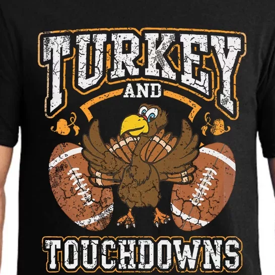 Thanksgiving Turkey And Touchdowns Football Kids Pajama Set