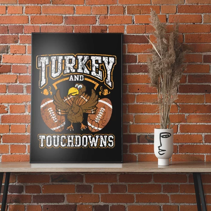 Thanksgiving Turkey And Touchdowns Football Kids Poster