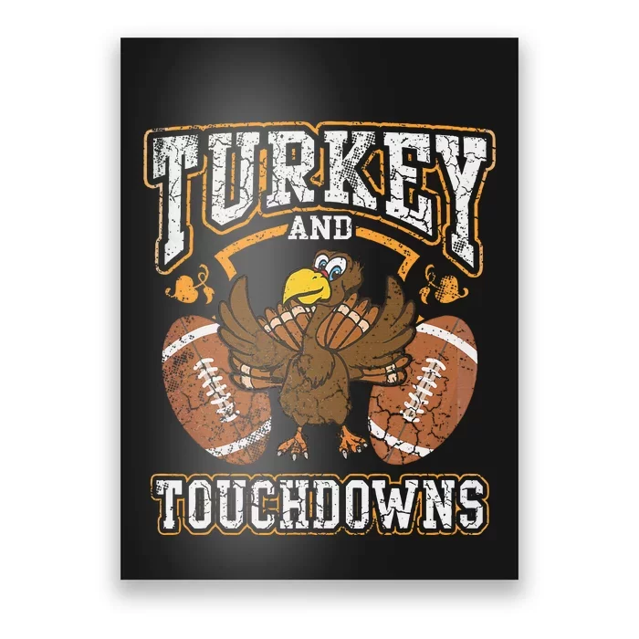 Thanksgiving Turkey And Touchdowns Football Kids Poster