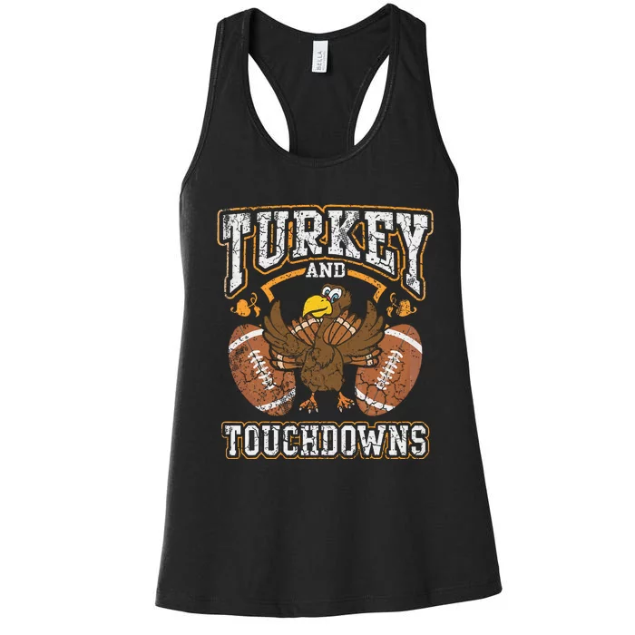 Thanksgiving Turkey And Touchdowns Football Kids Women's Racerback Tank