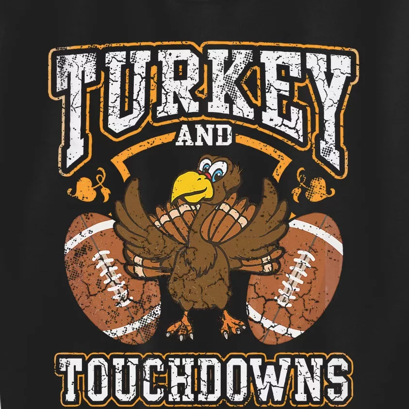 Thanksgiving Turkey And Touchdowns Football Kids Kids Sweatshirt