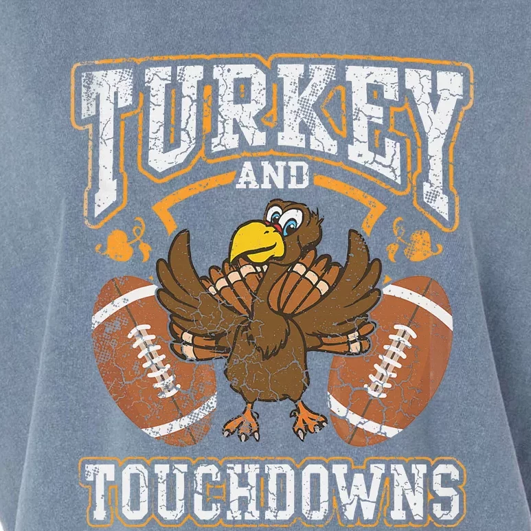 Thanksgiving Turkey And Touchdowns Football Kids Garment-Dyed Women's Muscle Tee