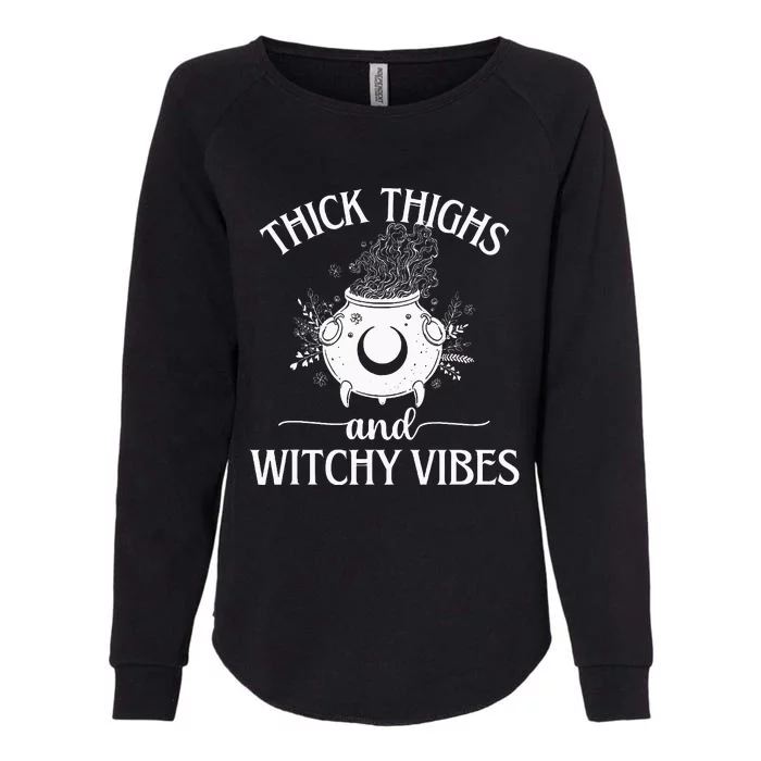 Thick Thighs And Witchy Vibes Halloween Womens California Wash Sweatshirt