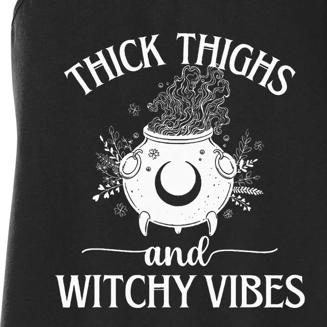 Thick Thighs And Witchy Vibes Halloween Women's Racerback Tank