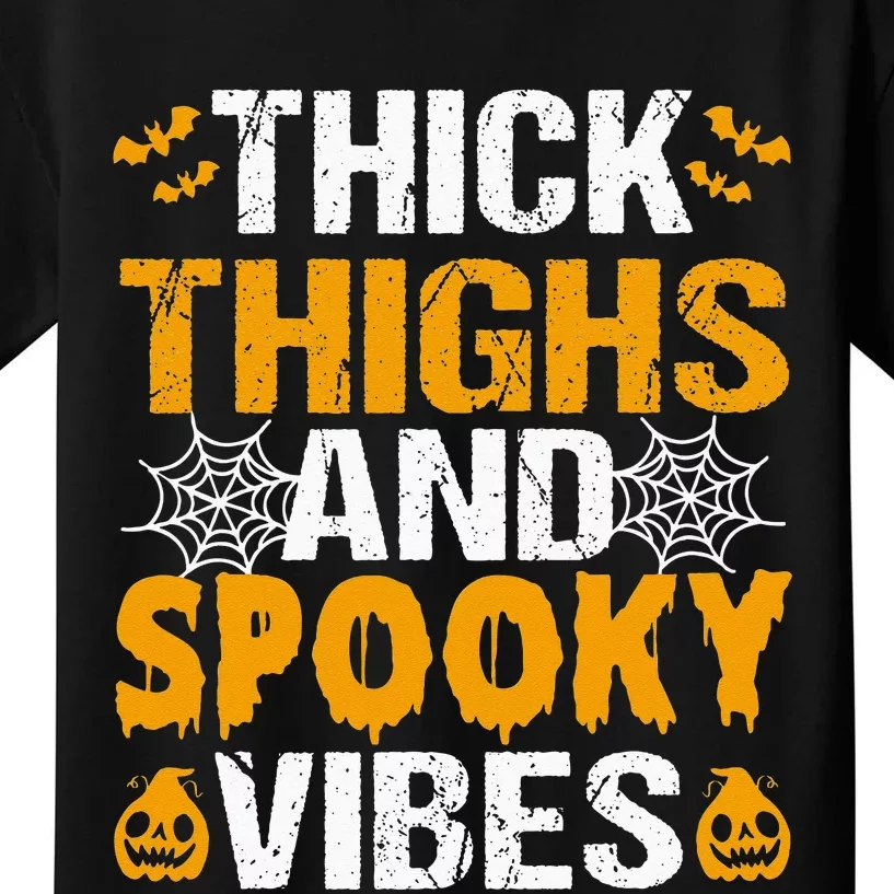 Thick Thighs And Spooky Vibes Funny Halloween Costume Kids T-Shirt