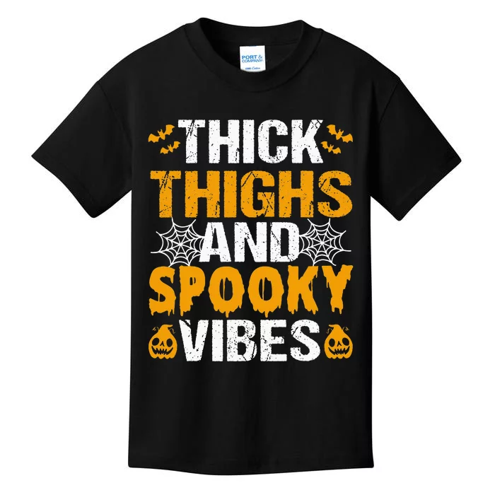 Thick Thighs And Spooky Vibes Funny Halloween Costume Kids T-Shirt