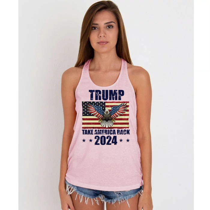 Trump Take America Back 2024 Women's Knotted Racerback Tank