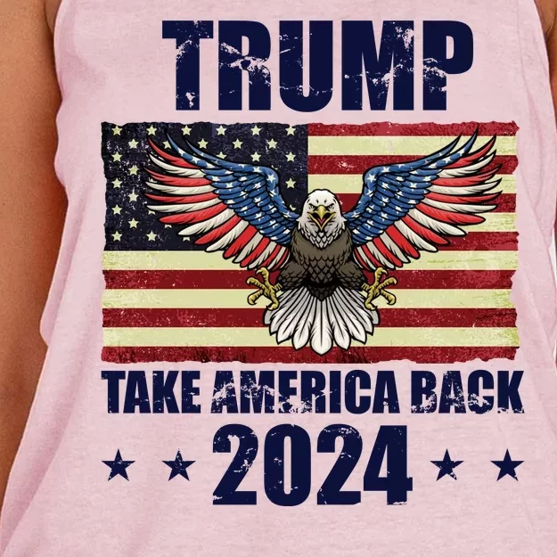 Trump Take America Back 2024 Women's Knotted Racerback Tank