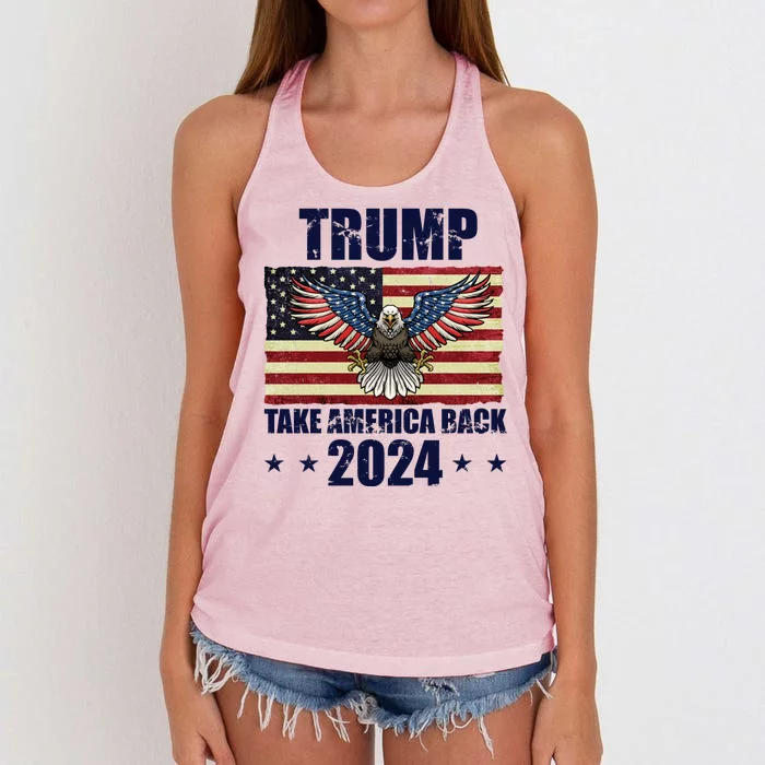 Trump Take America Back 2024 Women's Knotted Racerback Tank