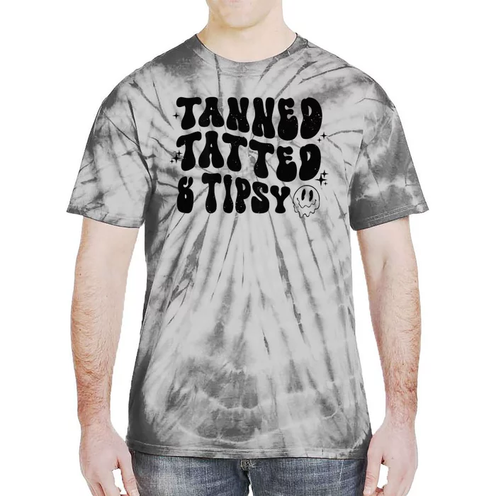 Tanned Tatted And Tipsy Trendy Beach Summer Vacation Tie-Dye T-Shirt