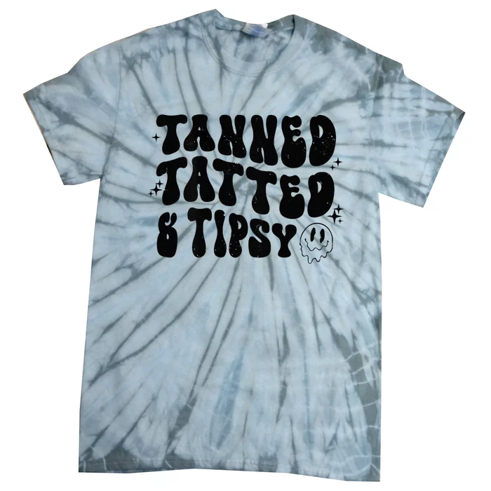 Tanned Tatted And Tipsy Trendy Beach Summer Vacation Tie-Dye T-Shirt